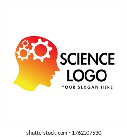 Head People with Gear Logo Vector Template. Brain, Creative mind with Mechanic, learning and design icons. Man head, people symbols. Colorful Icon