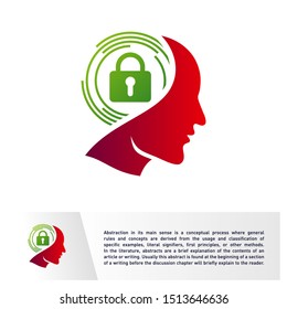 Head People with Key Logo Vector Template. Brain, Creative mind With Security, learning and design icons. Man head, people symbols. Colorful Icon