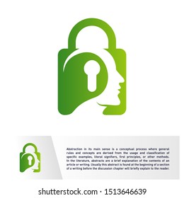 Head People with Key Logo Vector Template. Brain, Creative mind With Security, learning and design icons. Man head, people symbols. Colorful Icon