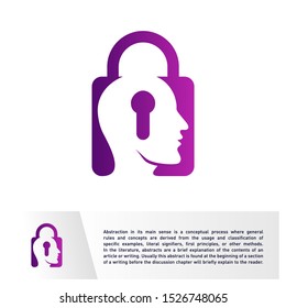 Head People with Key Logo Vector Template. Brain, Creative mind With Security, learning and design icons. Man head, people symbols. Colorful Icon