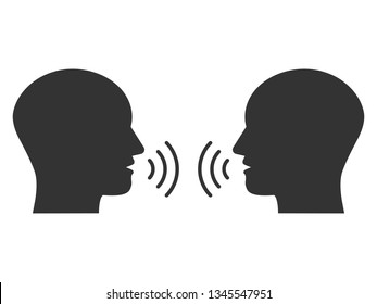 Head, people, listen and speak icon. Vector illustration, flat design.