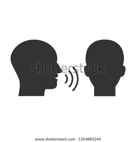 Head, people, listen and speak icon. Vector illustration, flat design.
