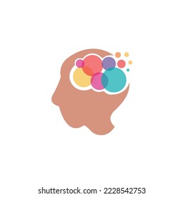 head people logo with brain colorful design