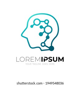 Logo de personas de la cabeza con diseño cerebral colorido vector de icono