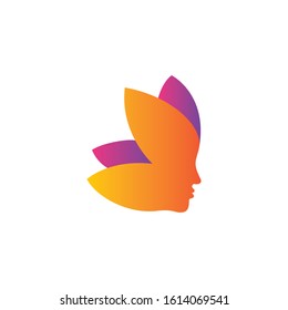 head people logo vector with butterfly element template