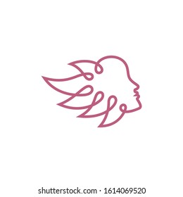 head people logo vector with minimalist leaf ornament element