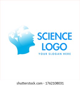 Personas de cabecera con plantilla de vectores con logotipo de mapa. Iconos de cerebro, aprendizaje creativo y diseño. Cabeza de hombre, símbolos de la gente. Plantilla de diseño del logotipo de iconos de color