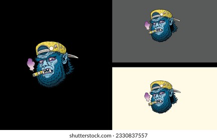 head people zombie wearing hat vector mascot design