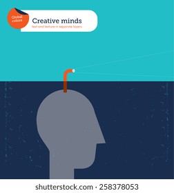 Head with periscope under the sea. Vector illustration Eps10 file. Global colors. Text and Texture in separate layers.