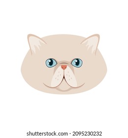 The head of a Persian cat on a white background. Cartoon design.
