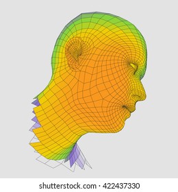 Head of the Person. 3D Geometric Face Design. Vector Illustration.