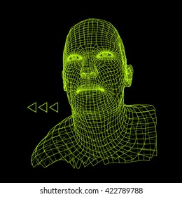 Head of the Person. 3D Geometric Face Design. Vector Illustration..