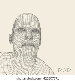 Leiter der Person. 3D Geometrisches Gesichtsdesign. Vektorgrafik.