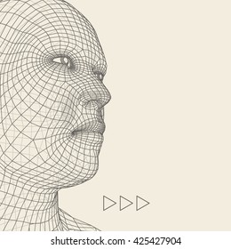 Leiter der Person. 3D Geometrisches Gesichtsdesign. Vektorgrafik.