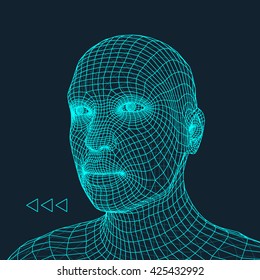 Head of the Person. 3D Geometric Face Design. Vector Illustration.