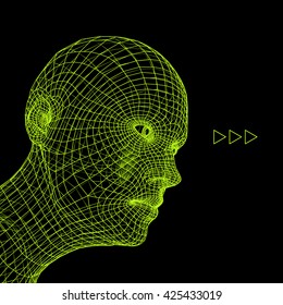 Head Person 3d Grid Face Scanning Stock Vector (Royalty Free) 425433019 ...