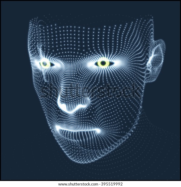 3dグリッドの人物の頭 人間の頭部モデル 顔をスキャンしています 人間の頭のビュー 3d幾何学面設計 皮を覆う3d 幾何学的な人物のポートレート Avatar Science Technologyに使用可能 のベクター画像素材 ロイヤリティフリー