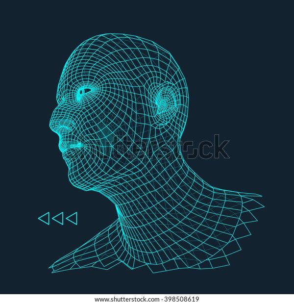 3dグリッドの人物の頭 人間のヘッドワイヤモデル 人間の多角形の頭 顔をスキャンしています 人間の頭のビュー 3d幾何学面設計 3d ポリゴンカバースキン のベクター画像素材 ロイヤリティフリー