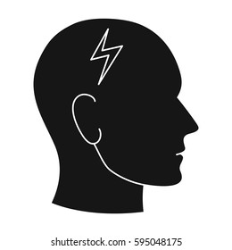 The head of the person with diabetes.Headache due to diabetes .Diabetes single icon in black style vector symbol stock illustration.