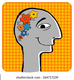 Head of the person.The schematic image of brain work.
