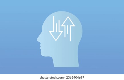The head of a person thinking of an idea.on blue background.Vector Design Illustration.