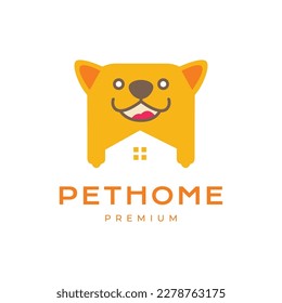 head pets dog canine paw puppy home cage smile happy cartoon mascot colorful logo design vector