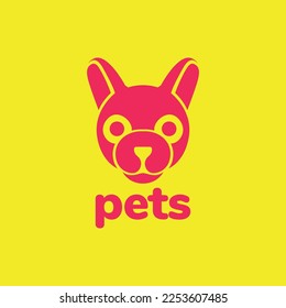 head pets dog focus eyes cute mascot flat logo design vector icon illustration