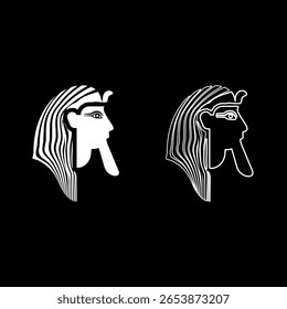 Head pharaoh cop faro mask set icon white color vector illustration image simple solid fill outline contour line thin flat style