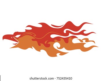 head of a Phoenix in flames tattoo
