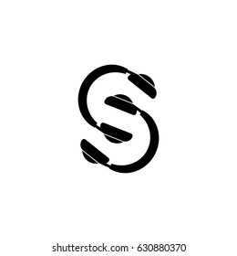 Head phone composing letter S