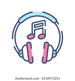 Head Phone Fill Color Icon, Vector illustration