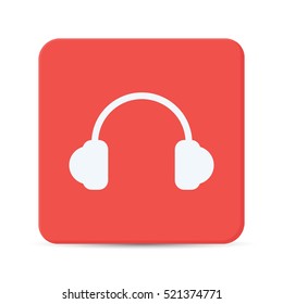 head phone flat icon vector isolated on red background