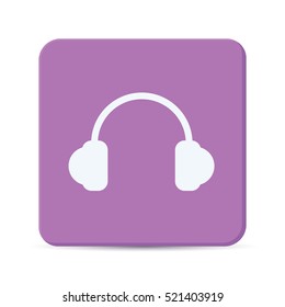 head phone flat icon vector isolated on purple background