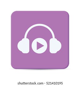 head phone flat icon vector isolated purple background