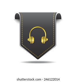 Head Phone golden Vector Icon Design