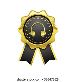 Head Phone golden Vector Icon Design