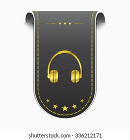 Head Phone golden Vector Icon Design
