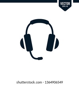 Head phone icon icon collection in glyph style, solid color vector