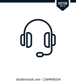 Head phone icon collection in outlined or line art style, editable stroke vector
