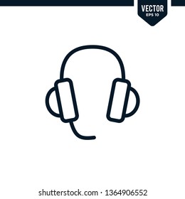 Head phone icon collection in outlined or line art style, editable stroke vector