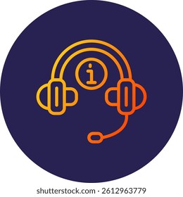 Head phone Line Circle Gradient Style