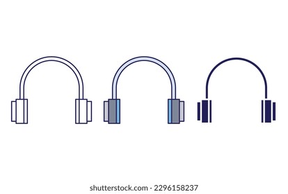 Head phone line and solid illustration icon