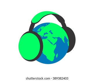 head phone music globe image icon