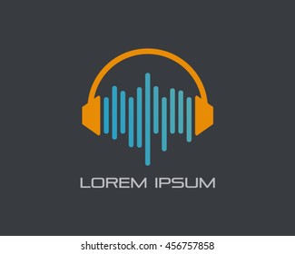 Head phone Music Logo Vector