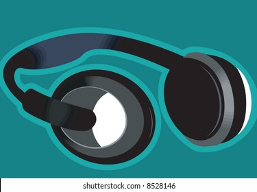 head phone on green background	