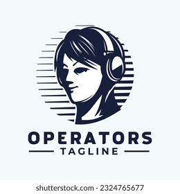 Head Phone Operator Vector Logo Design Template