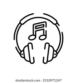 Ícone de contorno de fone de cabeça, ilustração de vetor