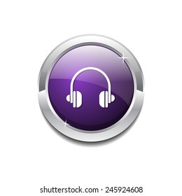 Head Phone Purple Vector Icon Button