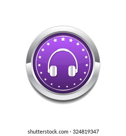 Head Phone Purple Vector Icon Button