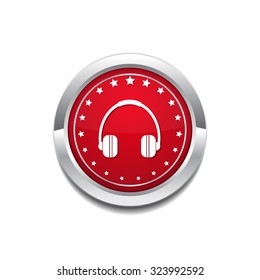 Head Phone Red Vector Icon Button